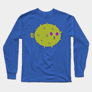 Kawaii Cute Kissy Pufferfish, Pufferfish Lover Long Sleeve T-Shirt